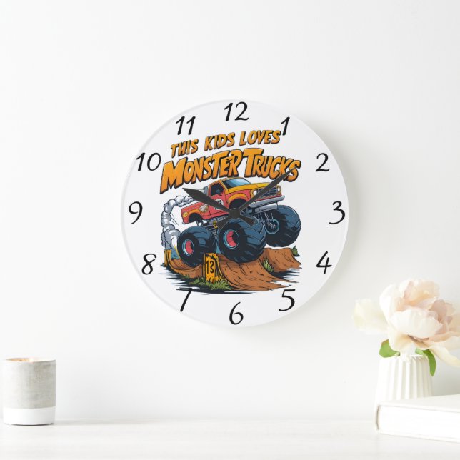 Grande Horloge Ronde Monstrous Truck Conquiert Dirt Pile (Maison)