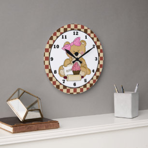 Grande Horloge Ronde montre murale de cuisine de dessin animé Baking Be