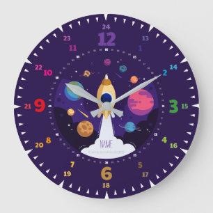 Grande Horloge Ronde Montre pour enfant Apprenante Wanduhr Chambre pour
