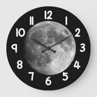 Grande Horloge Ronde Moon Wall Clock – Black Night Sky Space Home Decor