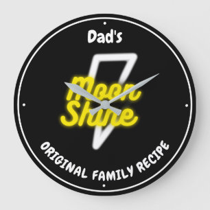 Grande Horloge Ronde Moonshine White Lightning Neon Effect Name