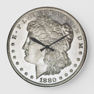 Grande Horloge Ronde Morgan Silver dollar Clock without Numbers