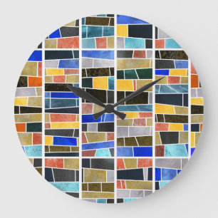 Grande Horloge Ronde mosaïque Abstraite en verre : texture haute résolu