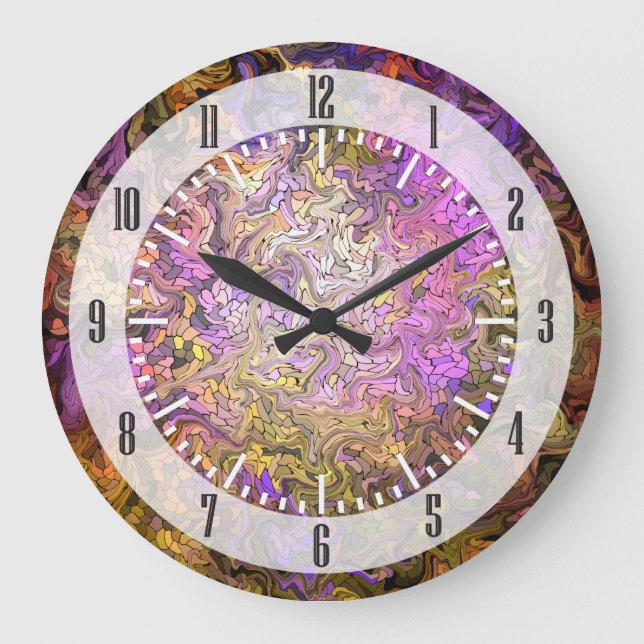 Grande Horloge Ronde Mosaïque en verre tendu (Recto)