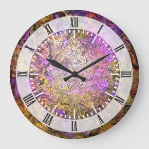 Grande Horloge Ronde Mosaïque en verre tendu