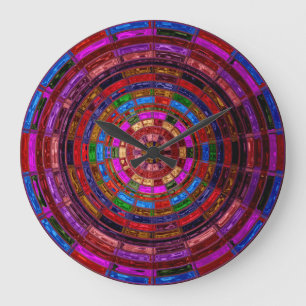 Grande Horloge Ronde Mosaïque en verre tendu Abstrait #2