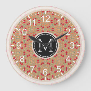 Grande Horloge Ronde Mosaïque moderne Monogramme #4