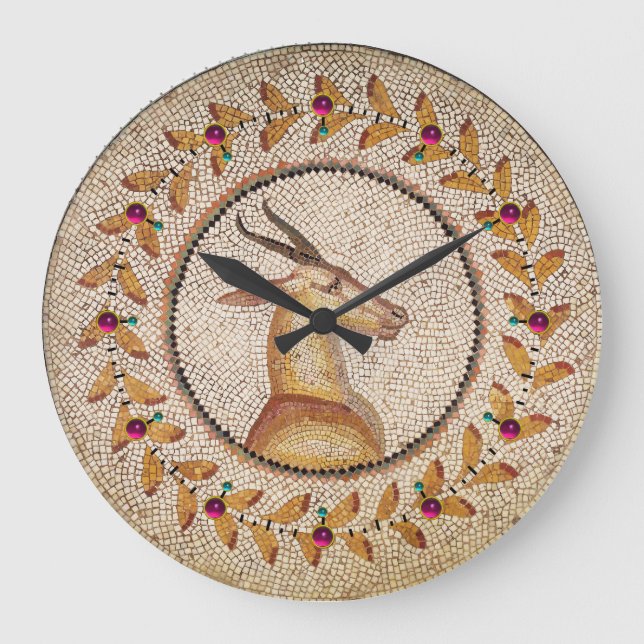 GRANDE HORLOGE RONDE MOSAÏQUES ROMAINES ANTIQUE / GAZZELLE (Recto)