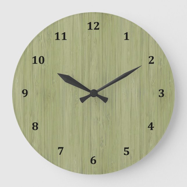 Grande Horloge Ronde Moss Green Bamboo Wood Grain Look (Recto)