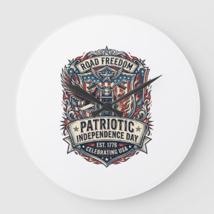 Grande Horloge Ronde Motard Patriotique Patriote Route Liberté Patriot