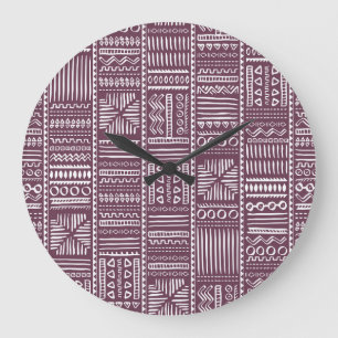 Grande Horloge Ronde Motif à main ethnique : style vintage