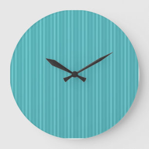 Grande Horloge Ronde Motif à rayures verticales turquoise sarcelle
