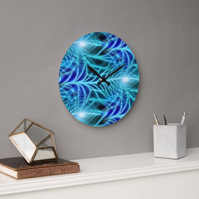 Grande Horloge Ronde Motif à répétition électrique bleu brillant (Bureau)