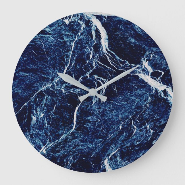 Grande Horloge Ronde Motif Abstrait bleu (Recto)