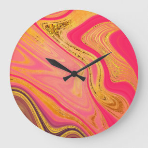 Grande Horloge Ronde motif abstrait marbré