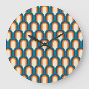 Grande Horloge Ronde Motif arc-en-ciel Arche rétro coloré