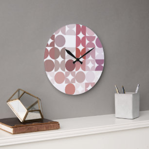 Grande Horloge Ronde Motif artistique de fusion de demi-cercles abstrai