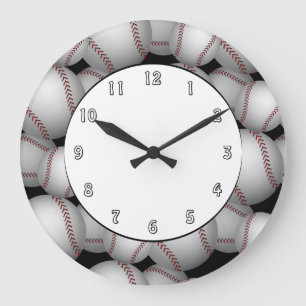 Grande Horloge Ronde Motif Baseballs