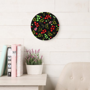 Grande Horloge Ronde Motif Berries