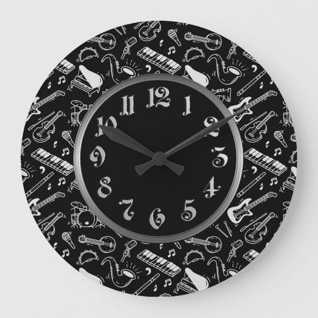 Grande Horloge Ronde Motif Black & White Instruments (Recto)