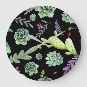 Grande Horloge Ronde Motif Cactus 2