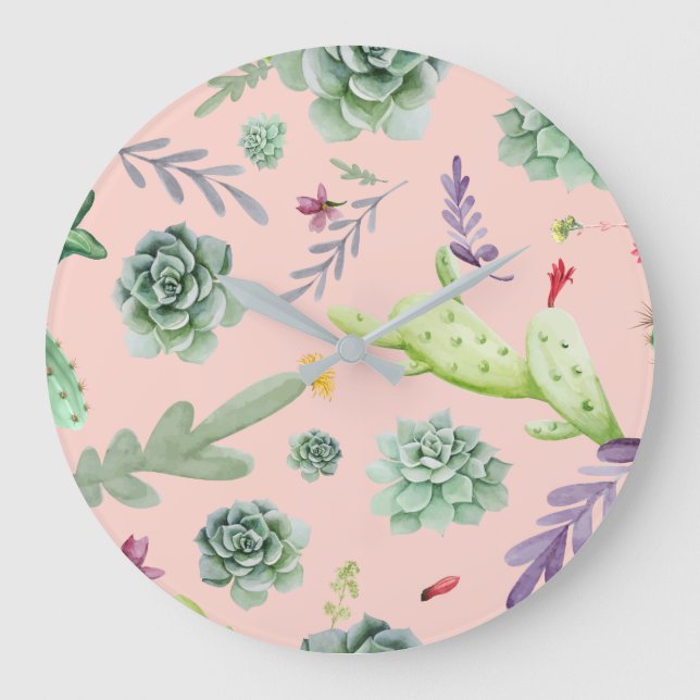 Grande Horloge Ronde Motif Cactus 8 (Recto)