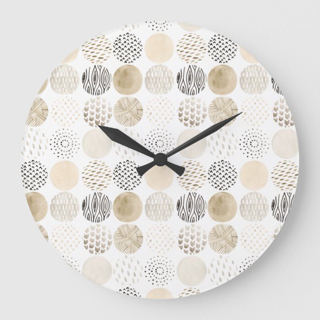 Grande Horloge Ronde Motif circulaire Abstrait neutre (Recto)