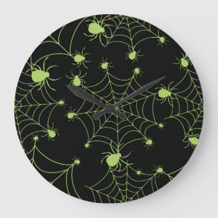 Grande Horloge Ronde Motif créatif Halloween Spider Net