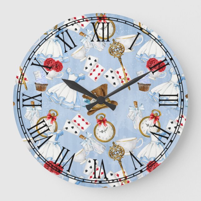 Grande Horloge Ronde Motif d'Alice du pays des merveilles (Recto)