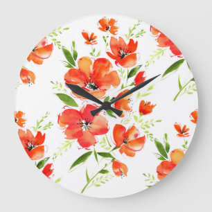 Grande Horloge Ronde Motif d'aquarelle pour pâtés orange doux