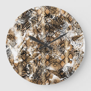 Grande Horloge Ronde Motif de camouflage coloré Leopard Zebra