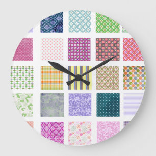 Grande Horloge Ronde Motif de carrés carrelé par arc-en-ciel