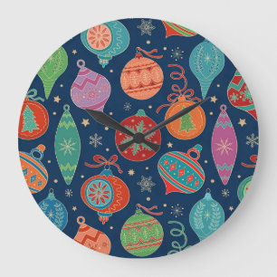 Grande Horloge Ronde Motif de décoration de l'arbre de Noël en or multi