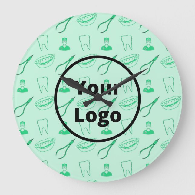Grande Horloge Ronde Motif de dentiste vert (Recto)