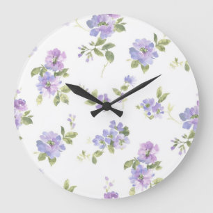 Grande Horloge Ronde Motif de fleurs