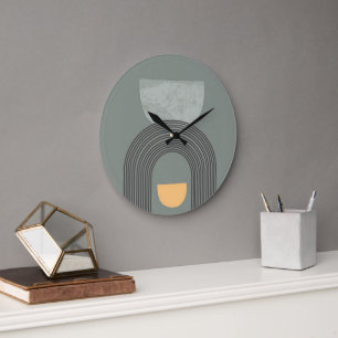 Grande Horloge Ronde motif de formes Abstraites de Bohême