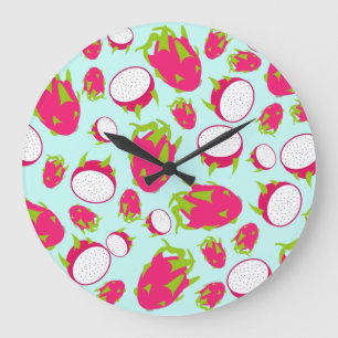 Grande Horloge Ronde Motif de fruits dragon