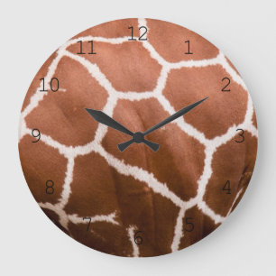 Grande Horloge Ronde Motif de girafe avec chiffres