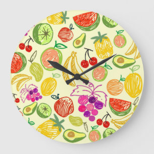 Grande Horloge Ronde Motif de gribouillis