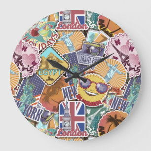 Grande Horloge Ronde Motif de l'autocollant couleur