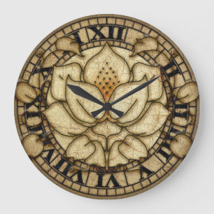Grande Horloge Ronde Motif de lis de Nouveau d'art