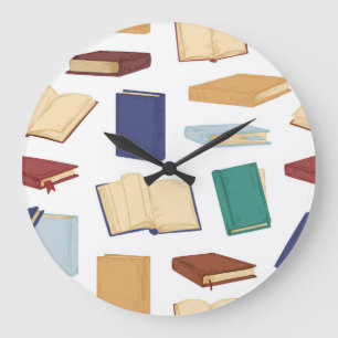 Grande Horloge Ronde Motif de livre