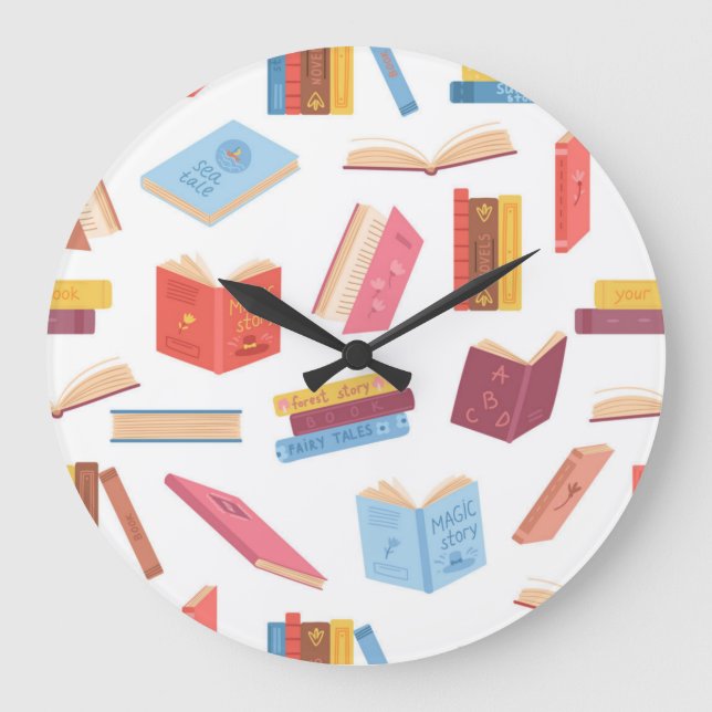 Grande Horloge Ronde Motif de livre (Recto)