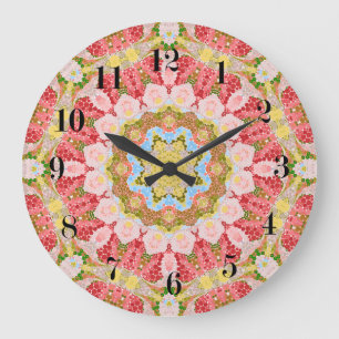 Grande Horloge Ronde Motif de mosaïque moderne Abstrait kaléidoscopique