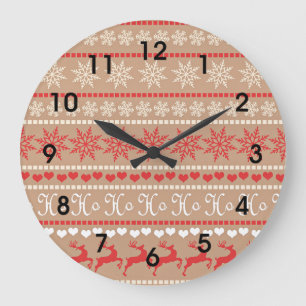 Grande Horloge Ronde Motif de Noël