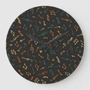 Grande Horloge Ronde Motif de notes de musique