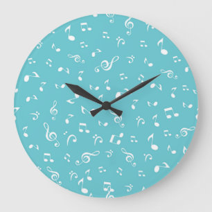 Grande Horloge Ronde Motif de notes musicales