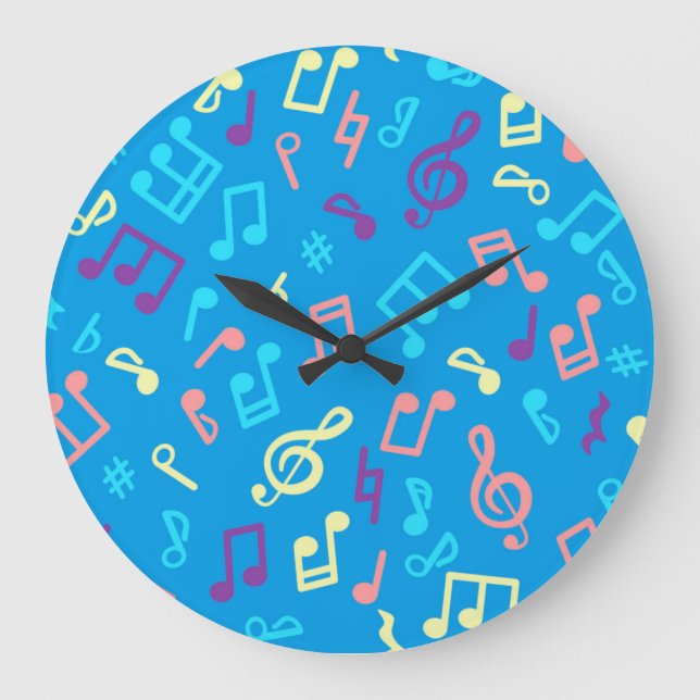 Grande Horloge Ronde Motif de notes musicales (Recto)