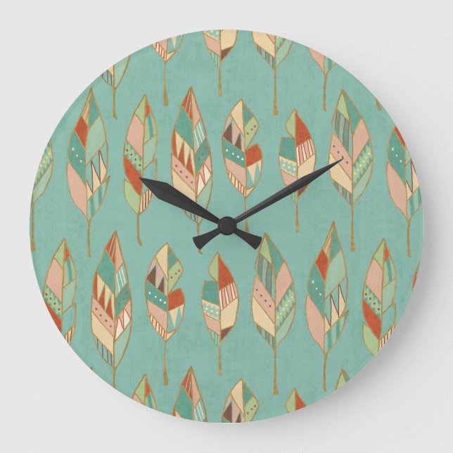 Grande Horloge Ronde Motif de plume d'aquarelle d'étape | de Geo de (Recto)