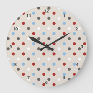 Grande Horloge Ronde Motif de pois coloré chic